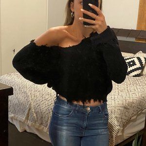 Black Distressed Sweater